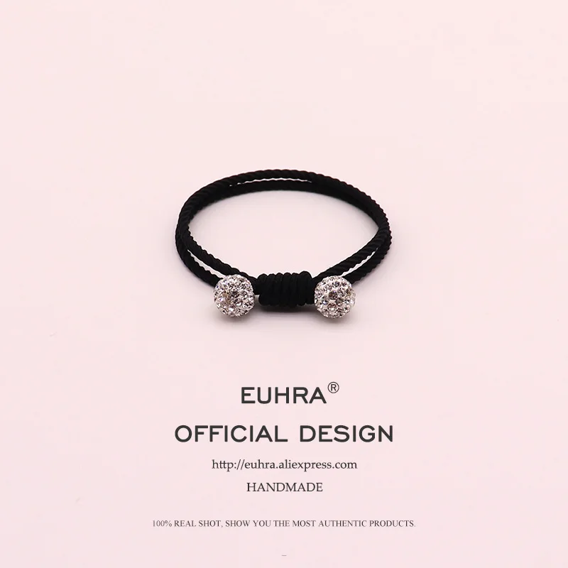 EUHRA, 4 цвета, инкрустированные Стразы, кварцевые плетеные, для женщин, эластичные резинки для волос, Детские резинки, высокая эластичность