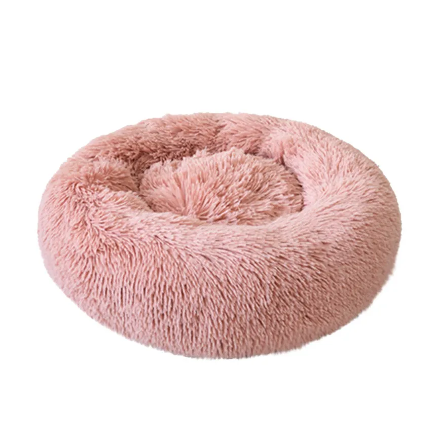 Pink Ортопедическая кровать для собак Удобная пончик обнимашка круглая кровать для собаки ультра мягкая моющаяся подушка для собак и кошек Cama Para Cachorro - Цвет: Pink
