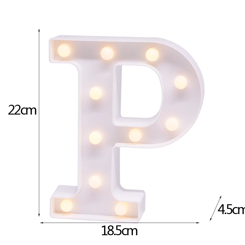 DIY светодиодный ночник с буквами и цифрами, 3D Настенный светильник, украшение для свадьбы, дня рождения, вечеринки, алфавит, цифры, знак символа, без батареи - Цвет: P