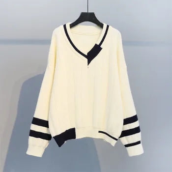 

SONDR 2020 Female Pullover Sweater Full Sleeve Hit Color Striped Over Size Sport New Autumn Fashion Knit Women's Clothing