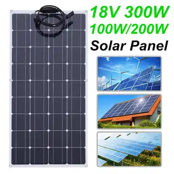 

Solar Panel 100/200/300W Flexible Monocrystal Solar Panel Energy Systems Kit Complete Camping Car Boat Rechargeable Solar System