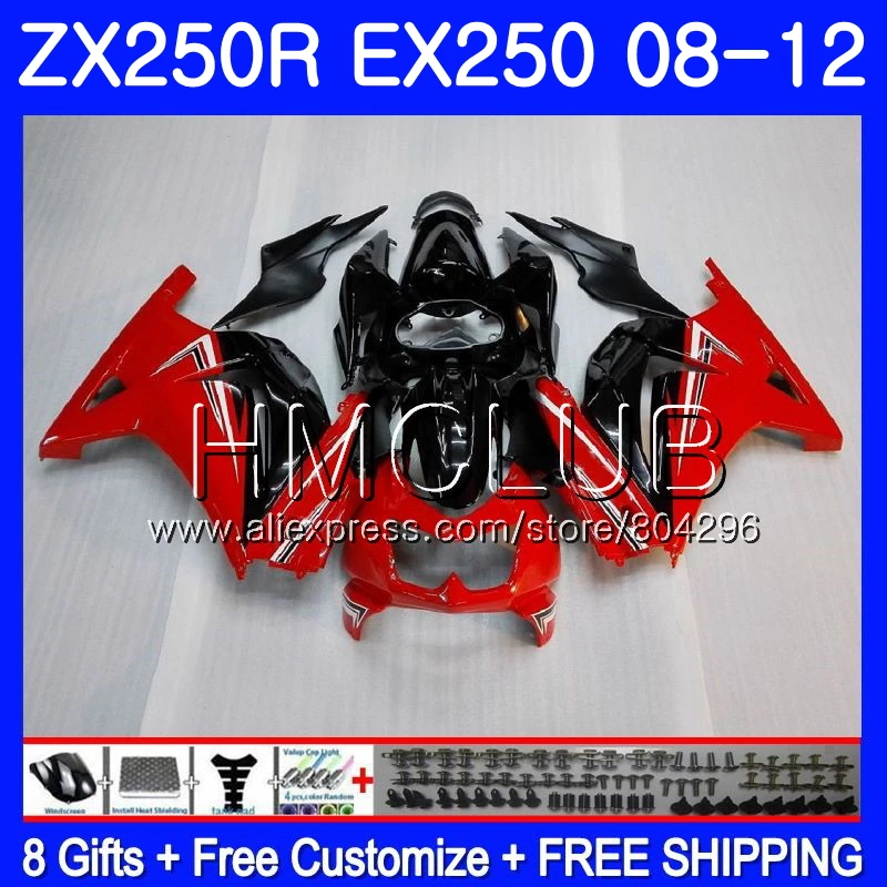 

Body For KAWASAKI factory red NINJA EX250 ZX250R 2008 2009 2010 2011 2012 9JK.9 ZX 250R ZX-250R EX 250 08 09 10 11 12 Fairings