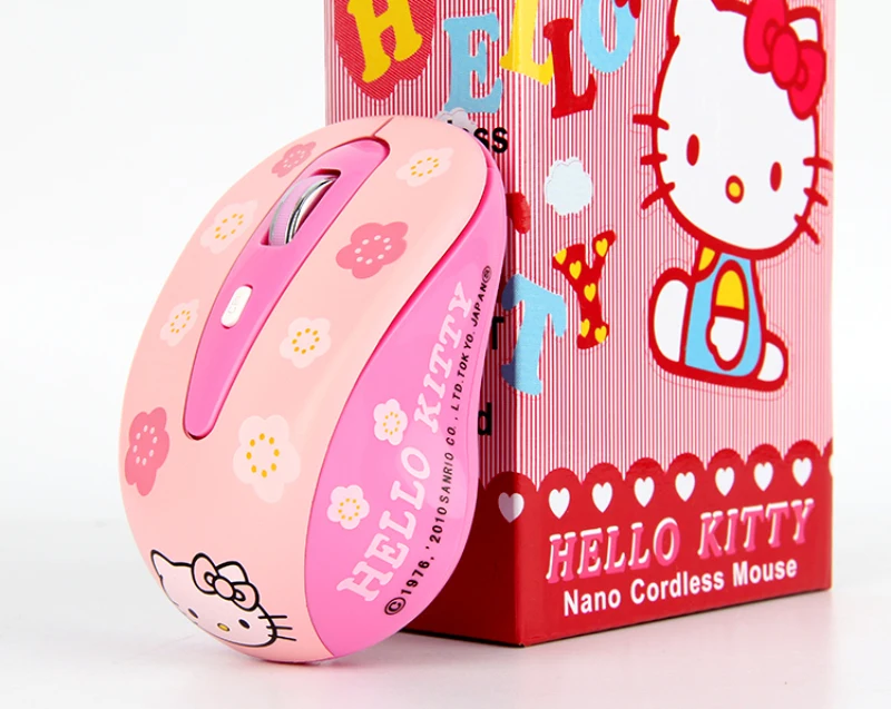 Модная розовая Бесшумная беспроводная мышь Hello Kitty в японском стиле милая