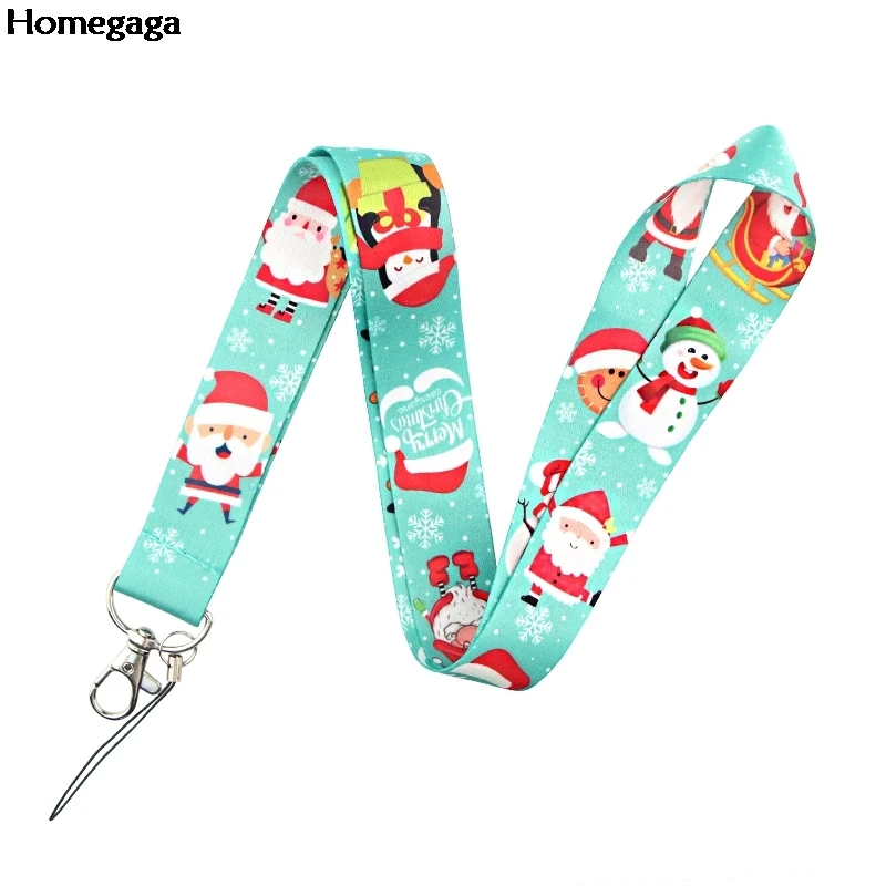 Homegaga, Рождественский ремешок для ключей, телефона, мультяшный Санта Клаус, принт на шее, ремешок, держатель для ID значка, модный подарок для женщин и мужчин, D2568