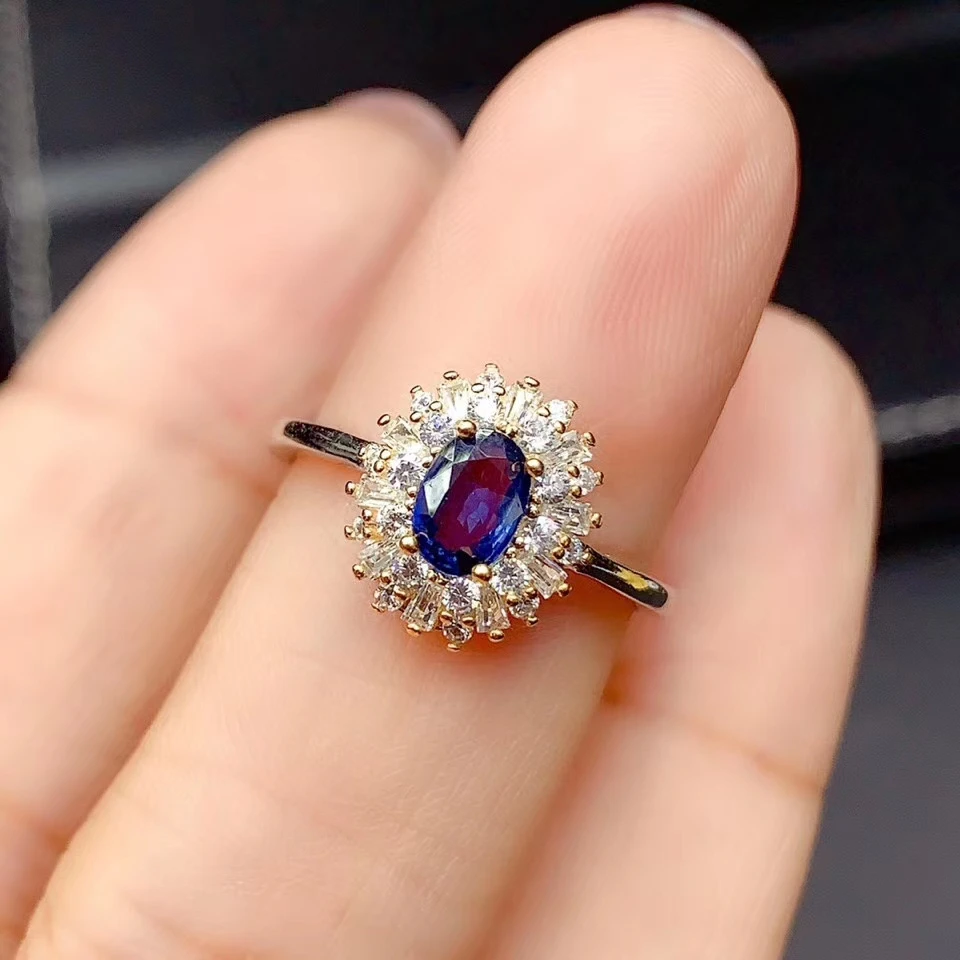 2022 charming blue natural sapphire ring for women jewelry real