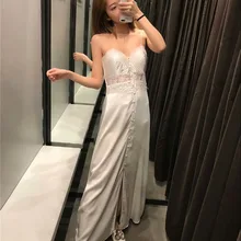 Jh23 стиль летнее женское атласное текстурированное сексуальное кружевное платье