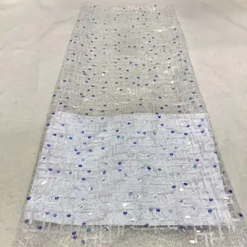 

2020 Embroidery African Mesh Lace Fabrics Sequins Lace Fabrics Flower Pattern Sequence Laces Fabric for Nigerian Net Lace YY308