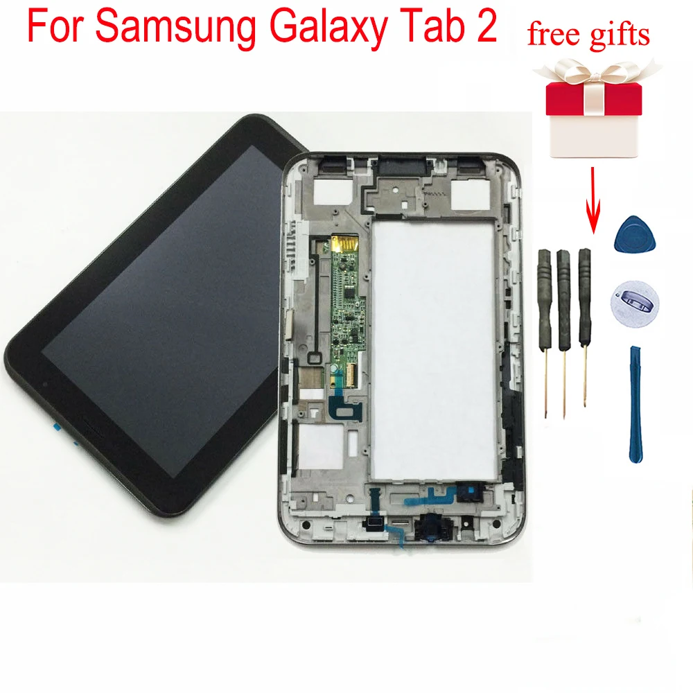 Для Samsung Galaxy Tab 2 7 "P3100 P3110 ЖК-дисплей Дисплей Панель модуль мониторинга + Сенсорный экран Стекло Сенсор дигитайзер сборки + рамка