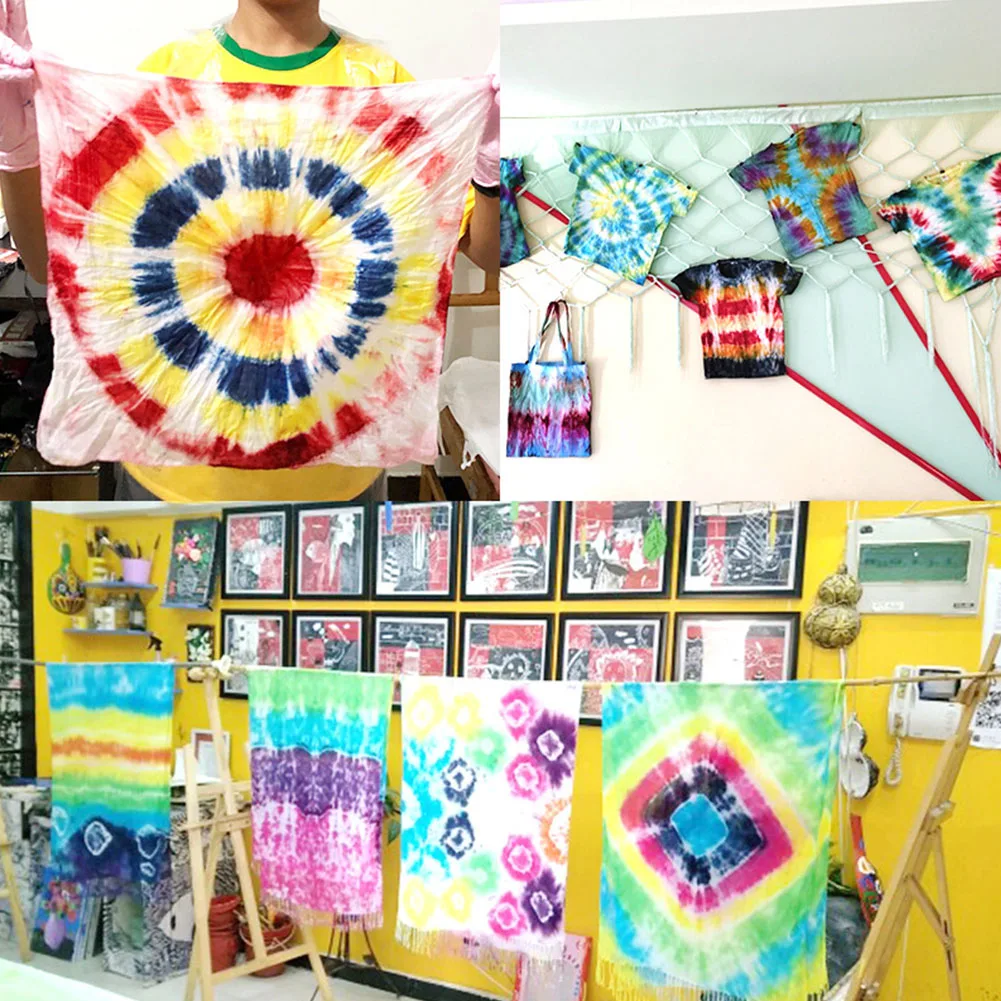 

Fabric Textile Decorating Tie Dye Kit Art Permanent Paint Colorful One Step DIY Craft Non Toxic Accessories Party Supplies