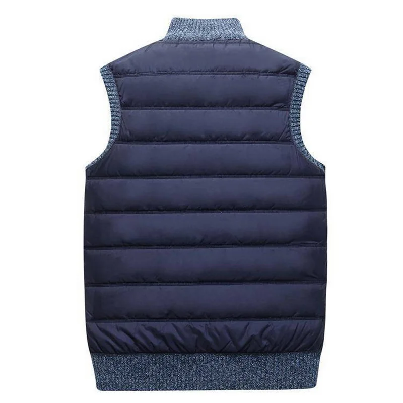 Classic Autumn Winter Vest Men New Casual Sleeveless Knitted Sweatercoat Plus Size Zipper Pockets Knitwear Chalecos Para Hombre