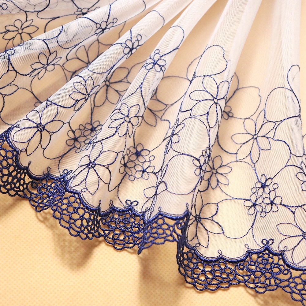 

1Meter 20cm Width Embroidered Flower Lace Fabric Embroidery Lingerie Lace Trims Mesh Tulle Sewing Applique Dress Decorations DIY