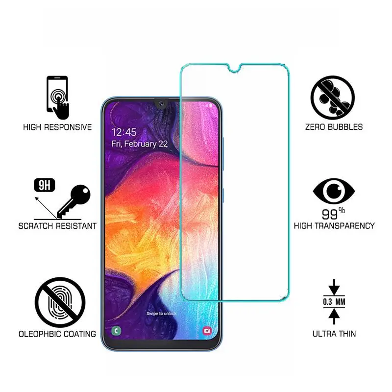 

9H Protective Film Glass For Samsung Galaxy A70 A60 A90 5G M30S A10S A50S M40 A20E A80 A2 core A40 A20 Screen Protector Glass