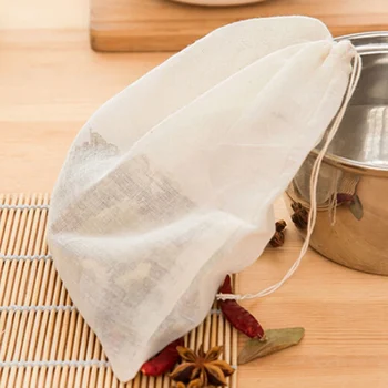 

5pcs/lot 23*21cm Tea Spice Drawstring Filter Bag Spice Herb Strainer Tea Spice Infuser Soup Slag Separation Bag Kitchen Supplies
