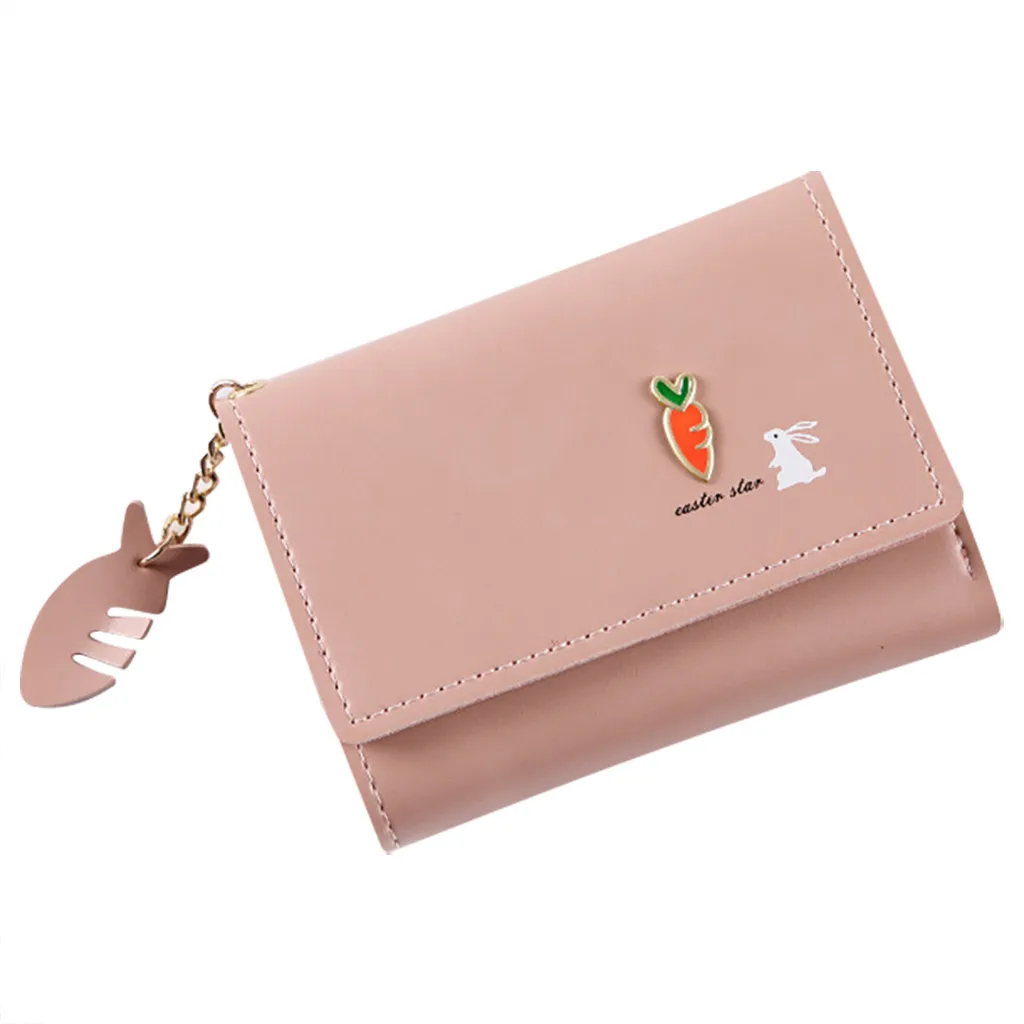 

Women's Coin Purse Coin Bag Fish Bone Pendant Soft Face 3 Fold Card Package Small Cute Wallet Women Short Women Wallets #R5