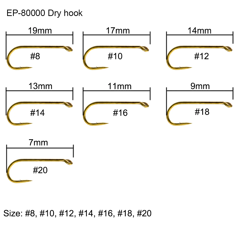 Eupheng 100pcs Standard Nymph Dry Fly Fishing Hook Barb Hooks
