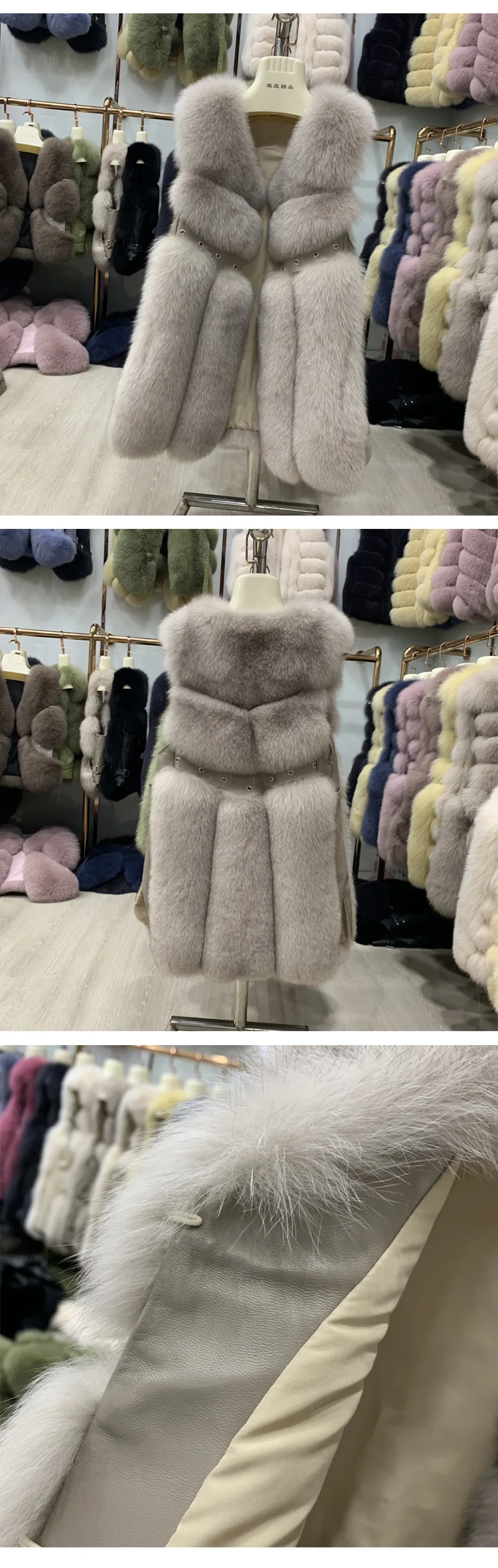 Женская шуба из натурального Лисьего меха, короткая жилетка, осенняя и зимняя верхняя одежда из натурального Лисьего меха, женская жилетка с круглым вырезом