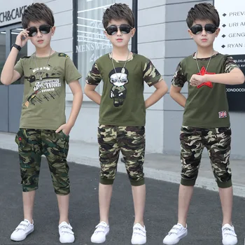 

Children Clothing Sets For Boys Camouflage Sports Suits Summer Kids Tracksuits 2020 Teenage Boys Sportswear 4 6 8 10 12 14 Years