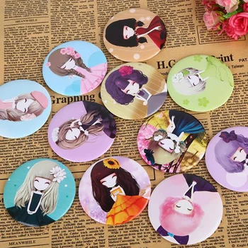 

Dropshipping Convenient Cute Cartoon Mini Portable Circular Hand Mirror Pocket Portable Makeup Tool For Students 50pcs/lot