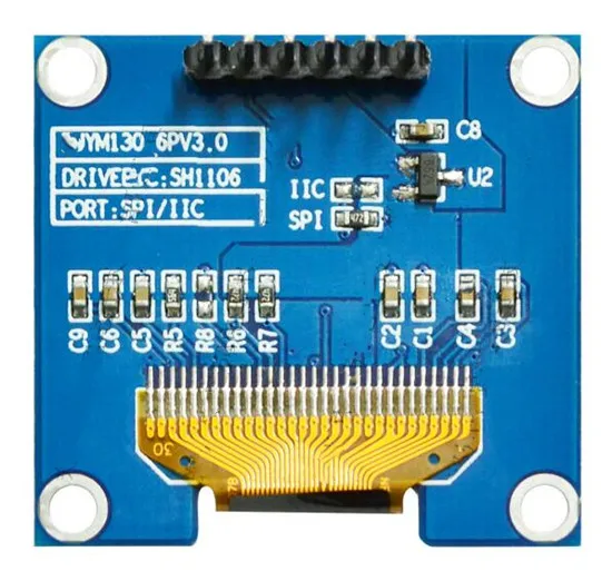 IPS SPI 블루 화이트 OLED 디스플레이 스크린 모듈, SH1106 SSD1306 드라이브, IC128 x 64 IIC 인터페이스, 1.3 인치, 6 핀