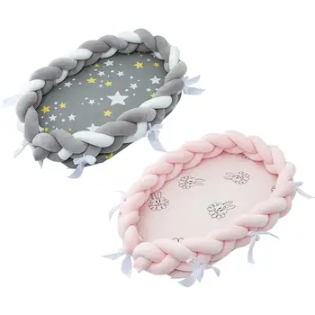

Baby Bassinet Bed Portable Cotton Crib Breathable Hypoallergenic Lounger For 0-12 Months Newborn Baby Bed