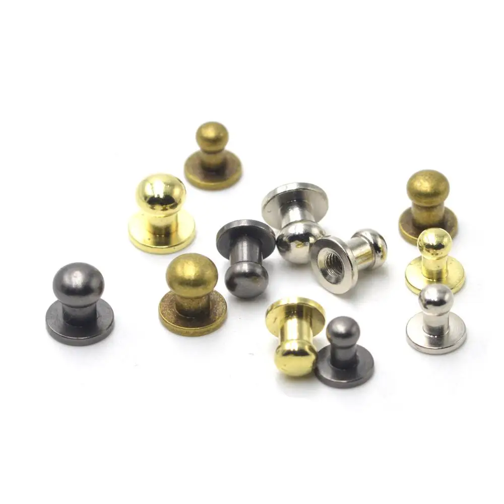 10sets Brass Material Knob Screw Rivets Round Head Ball Post Studs