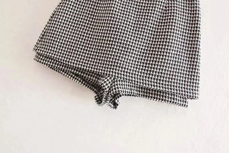 Увядшие английские стильные винтажные двойные клетчатые сексуальные шорты с рисунком «гусиная лапка», женские короткие шорты размера плюс, женская короткая юбка-брюки