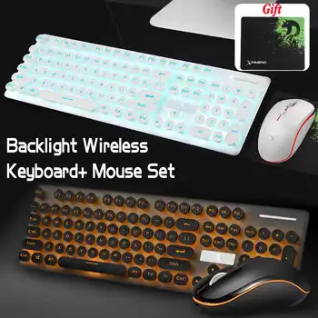 

N528 104 Keys Colorful Backlit Mute Rechargeable Wireless Gaming Keyboard and 2.4G Wireless Mouse Combo with Mouse Pads