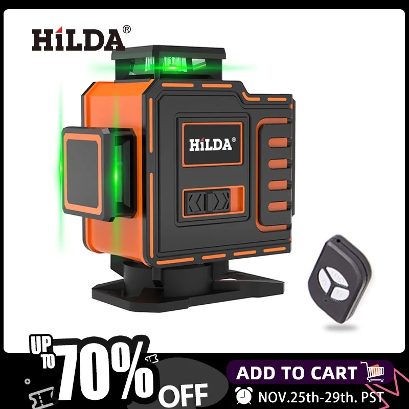 HILDA 3D/4D лазерный уровень самонивелирующийся 360 горизонтальный и вертикальный