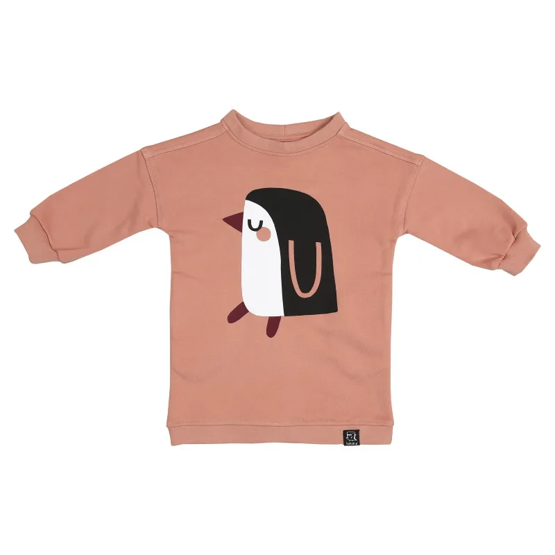 Г. KUKUKID/Детские платья с длинными рукавами для девочек детское модное Брендовое платье-пачка с изображением пингвина милое зимнее флисовое платье для малышей - Цвет: Pink (no fleeced)
