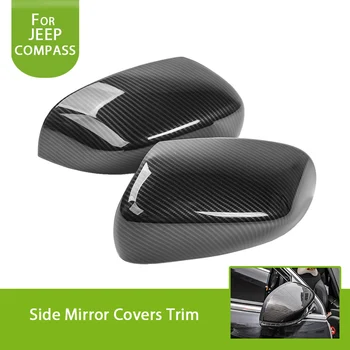 

2018 New Glossy Carbon Fiber Grain Rear view Mirror Side Molding Cover Trim for 2017 Up Jeep Compass Car Exterior Accessories