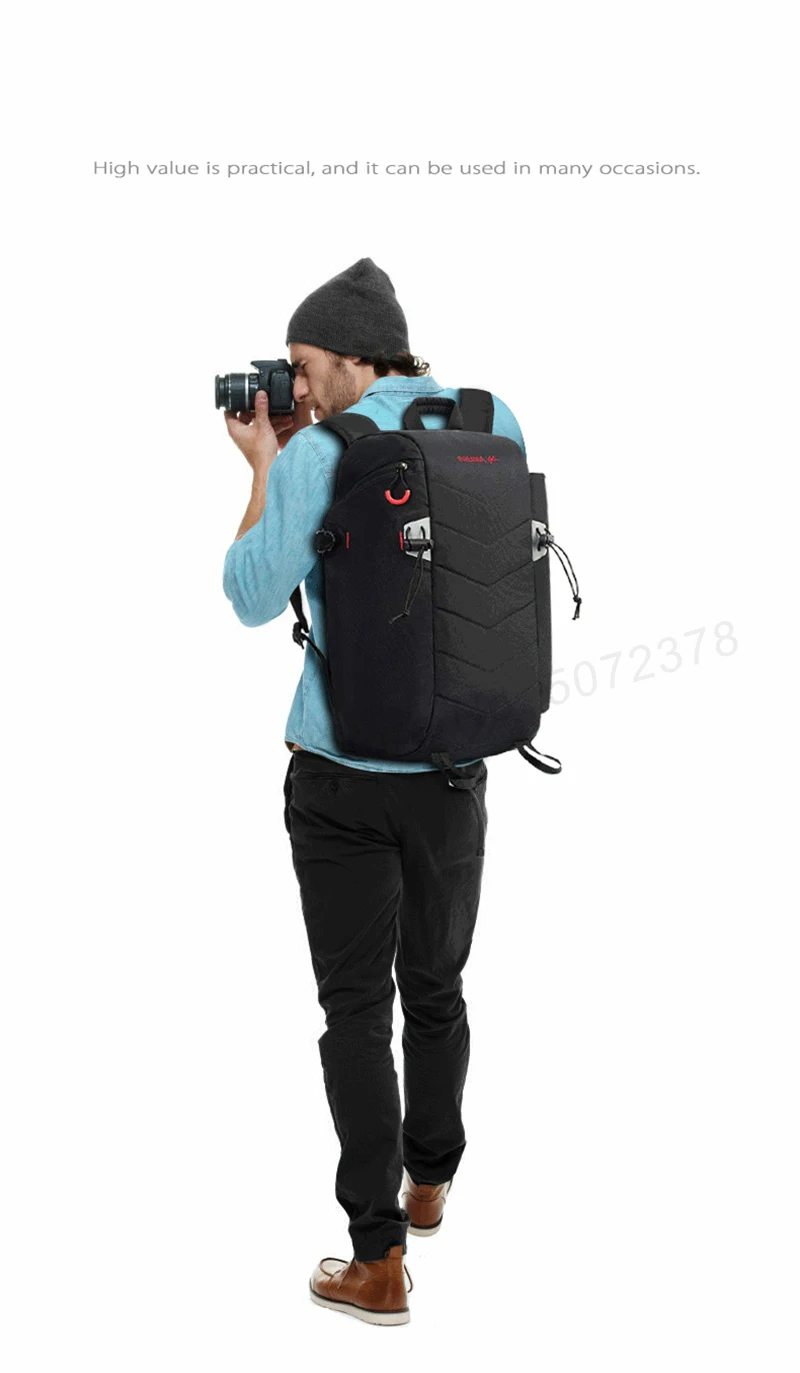 Large Capacity DSLR Camera Bag Outdoor Travel Nylon Waterproof Photography Backpack For Tripod Flash Light Camera w/ Rain Cover