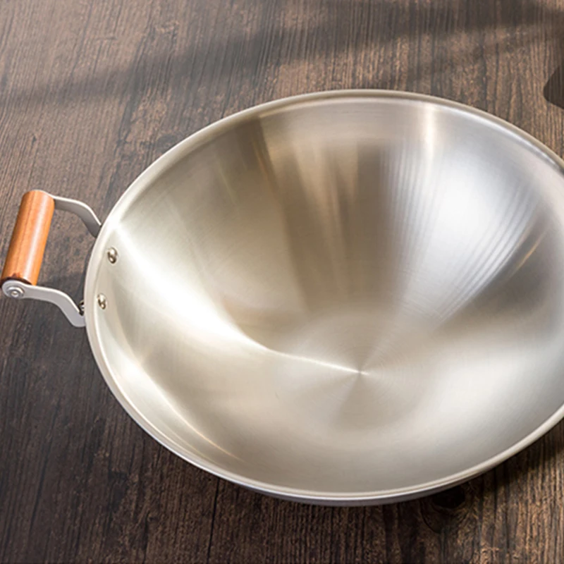 US $223.67 Keith Wok Multifunction Wooden Handle Titanium Wok Frying Pan Gas Cooker Cookware Healthy NonToxic Cookware Picnic Wok 35L