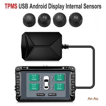 USB Android System monitorowania ciśnienia w oponach TPMS alarm z wyświetlaczem System 5V czujniki wewnętrzne Android radio samochodowe z nawigacją 4 czujniki tanie i dobre opinie JDiag CN (pochodzenie) 5inch 22cm Systemy alarmowe i bezpieczeństwa 0 2kg 17cm