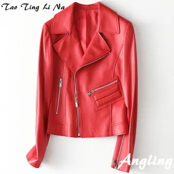 

2020 Women Spring Genuine Real Sheep Leather Jacket H28