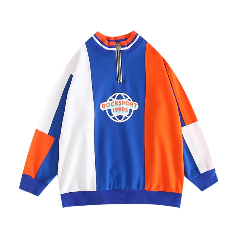 Tops Лоскутные Топы для детей, детская одежда для хип-хоп танцев, сценический наряд, синий свободный свитер, модный уличный костюм для мальчиков в стиле хип-хоп, джазовый костюм - Цвет: Tops