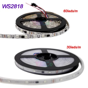 

5m DC12V (Update WS2811)WS2818 Pixels RGB LED Strip Light Addressable Dual-Signal WS2818 IC 30Leds/m 60 Leds/m lamp tape