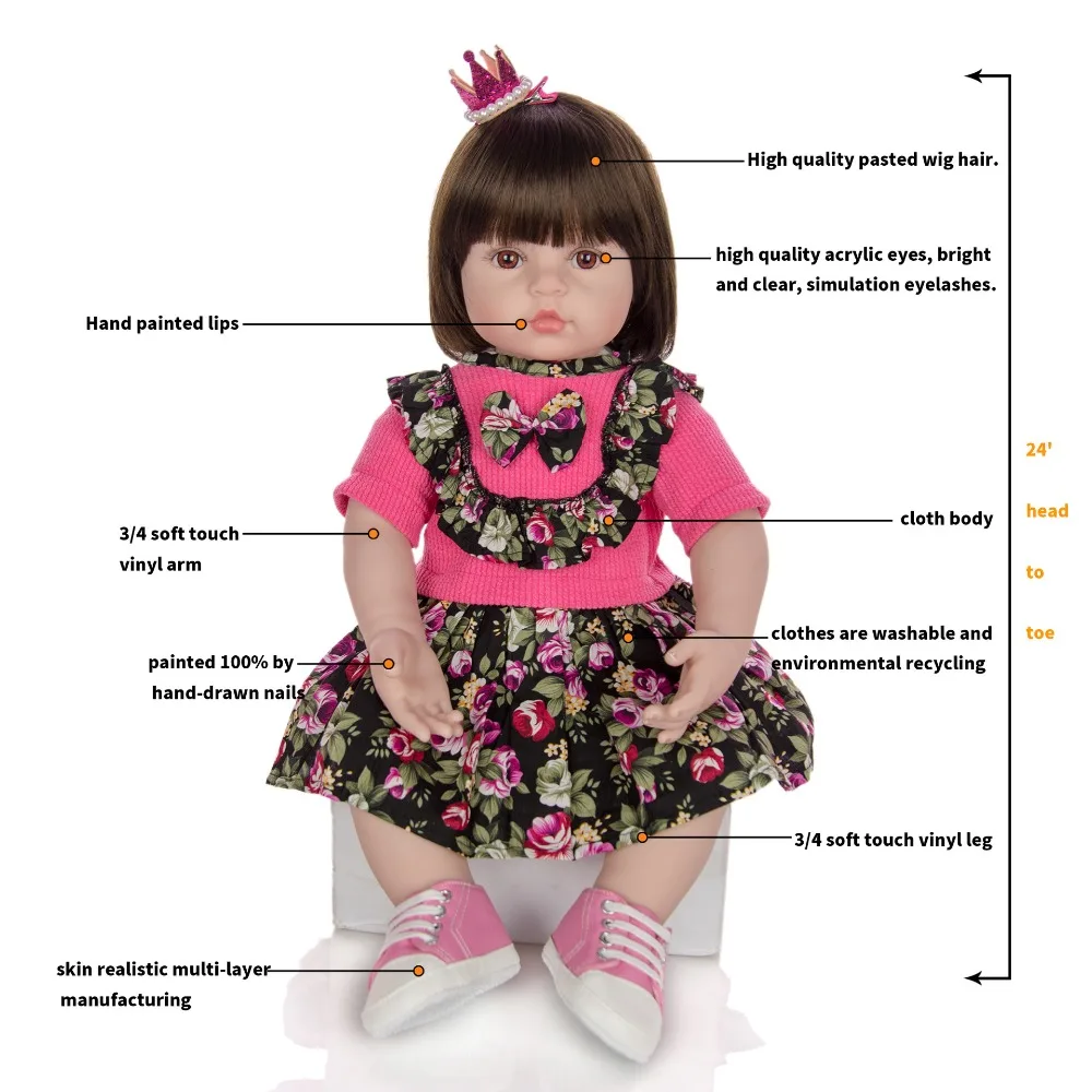 KEIUMI 24 ''reborn Baby силиконовая Menina Reborn Baby Doll Прекрасная принцесса bebe reborn настоящая кукла подарок на день детей
