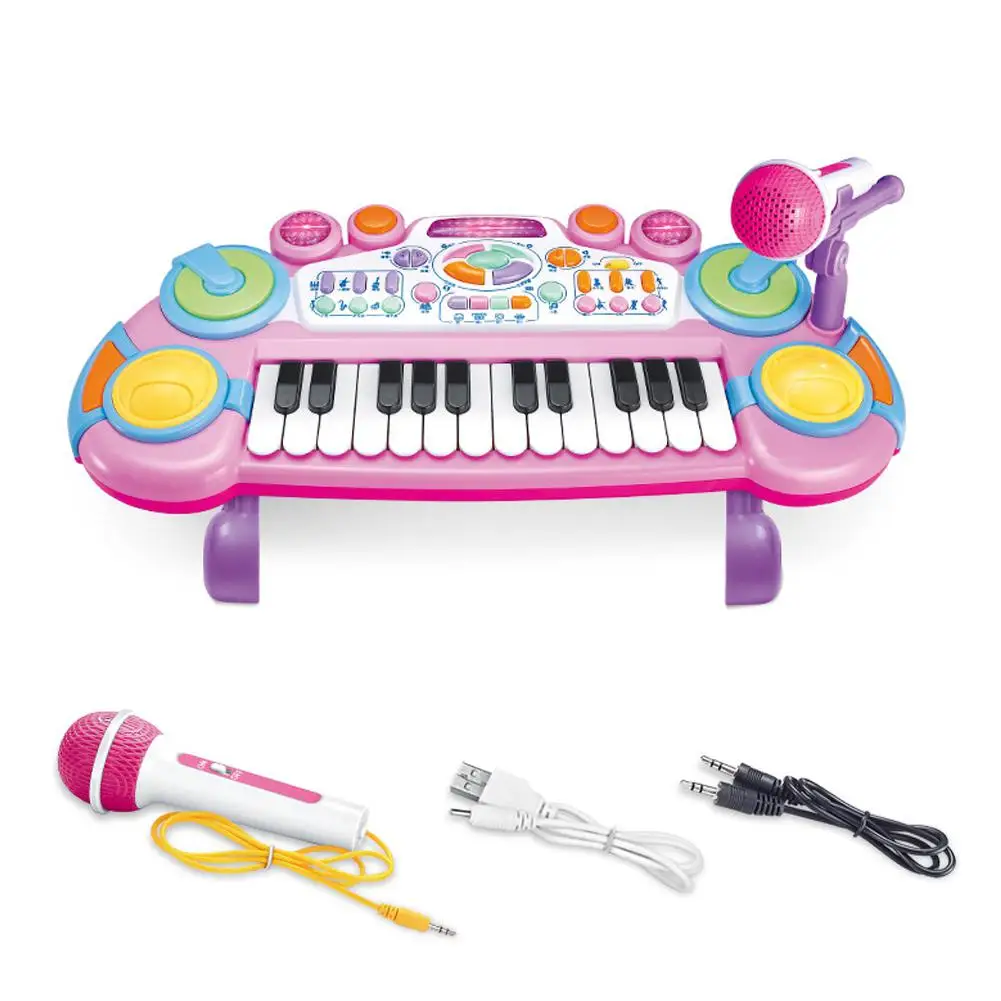 Kuulee Baby Piano игрушка малыш пластиковое музыкальное пианино раннего образования музыкальный инструмент с микрофоном - Цвет: random