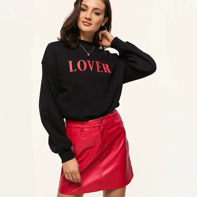 Sudaderas mujer, женский свитер, Осень-зима, рубашка с длинным рукавом,, для влюбленных, с буквами алфавита, черный, белый, Moletom Feminino
