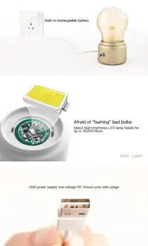 

Vintage LED Bulb Night Light Retro USB 5V Rechargeable Battery Mood Luminaire Writing Desk Table Lights Portable Bedside