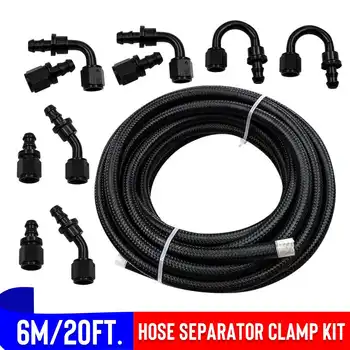 

AN6 6m Oil Line Hose Nylon-Stainless Steel Braided Fuel Brake Hose Pipe Oil Cooler Tubing Durable Silver with Fuel Hose Fitting