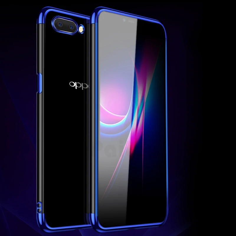 UPaitou Роскошные Покрытие чехол для OPPO F11 A9 Pro A7 A7X AX7 A5X AX5 A3 A3S A1 Realme 3 Pro X чехол из силикона и ТПУ с прозрачной оправой и чехол - Цвет: Синий