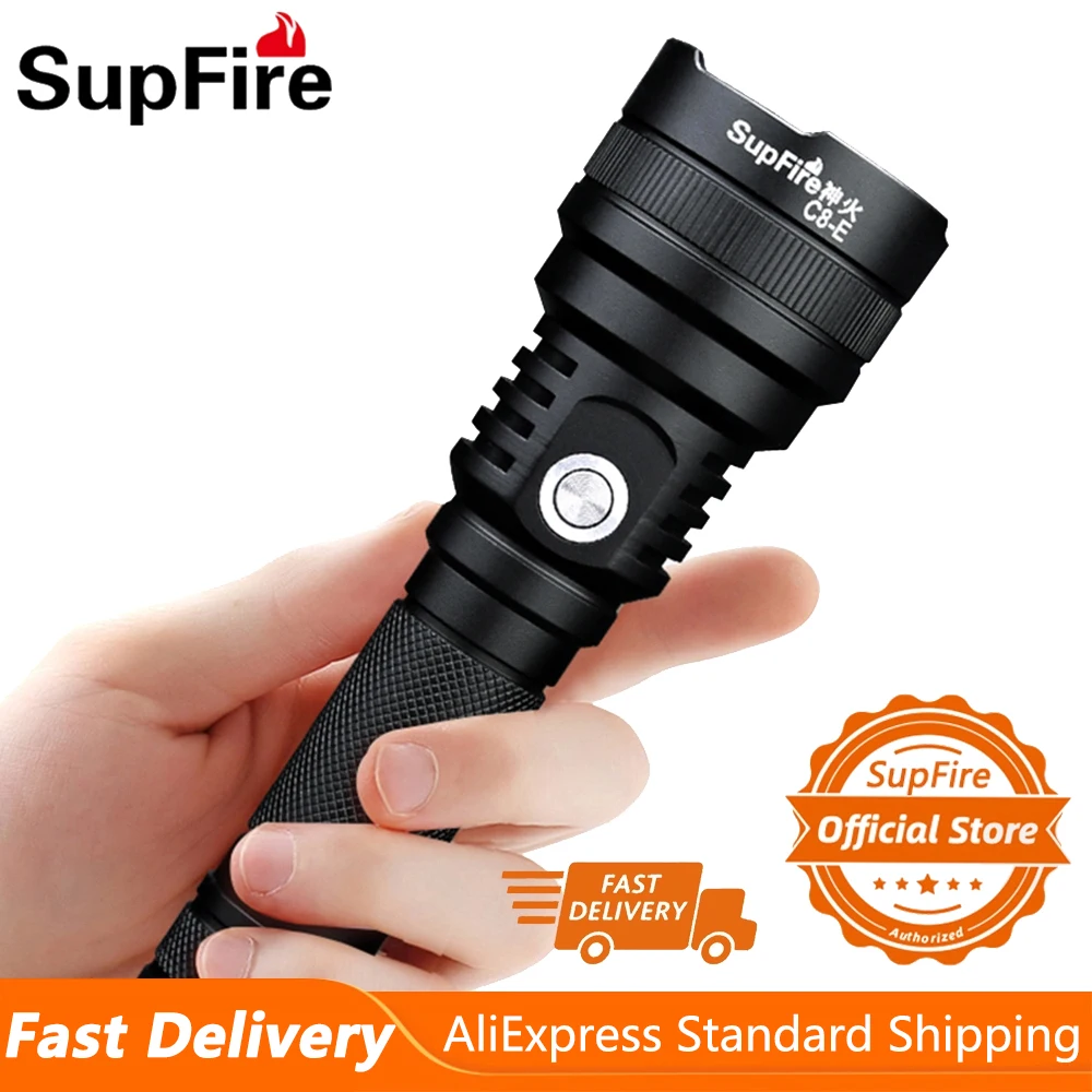 

Spfire C8-E Mini LED Flashlight Powerful USB Rechargeable 18650 Portable Camping Lamp, Self Defense Waterproof Torch Light