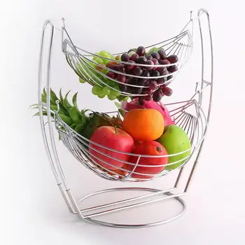 

Double-deck Removable Fruit Basket Durable Large Capacity Fruit Stand Holder Plate Rack Home Decorative