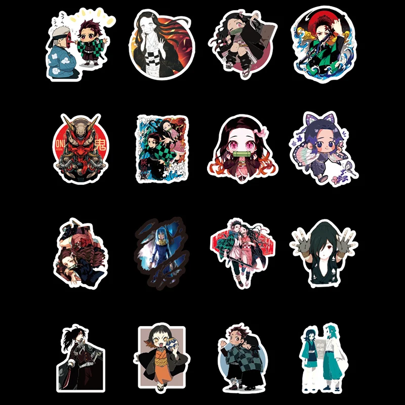 50 шт./компл. демон убийца Kimetsu без Yaiba Стикеры Косплэй реквизит ПВХ Водонепроницаемый DIY гитары автомобиля Tanjirou Nezuko ноутбук Стикеры s