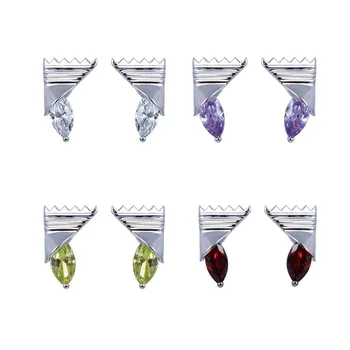 

925 Silver Brilliant Colorful Cubic Zircon Stud Earrings For Women Grils Ladies Female Earrings Birthday Gift Party Fine Jewelry
