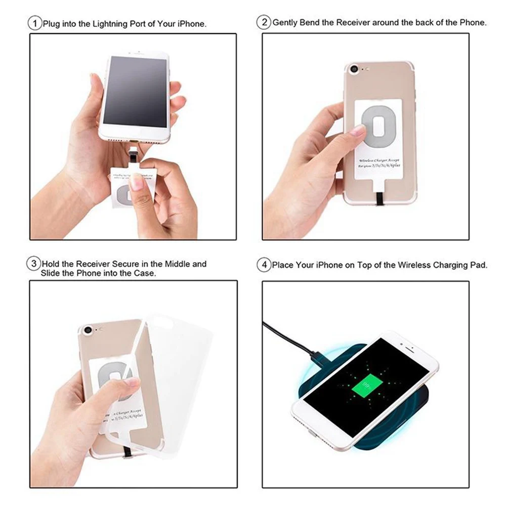 Wireless Charger Universal Qi Wireless Charger Adapter Receiver Micro USB Type C For iPhone 6 7 4