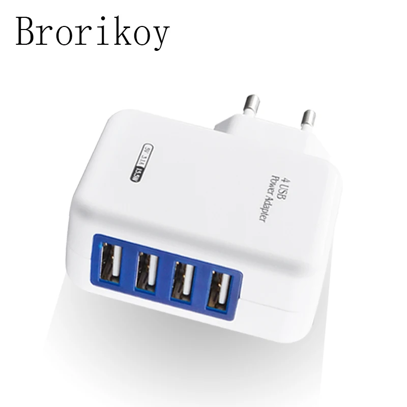Настенное зарядное устройство Brorikoy USB для iPhone 6 7 iPad европейская вилка 4 порта 5 В 3 А