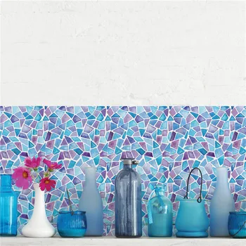 6pcsbag Self Adhesive Mosaic Tiles For Kitchen Tile Stickers Bathroom Wall Renovate Decoration 3D View Waterproof Art Wallpaper