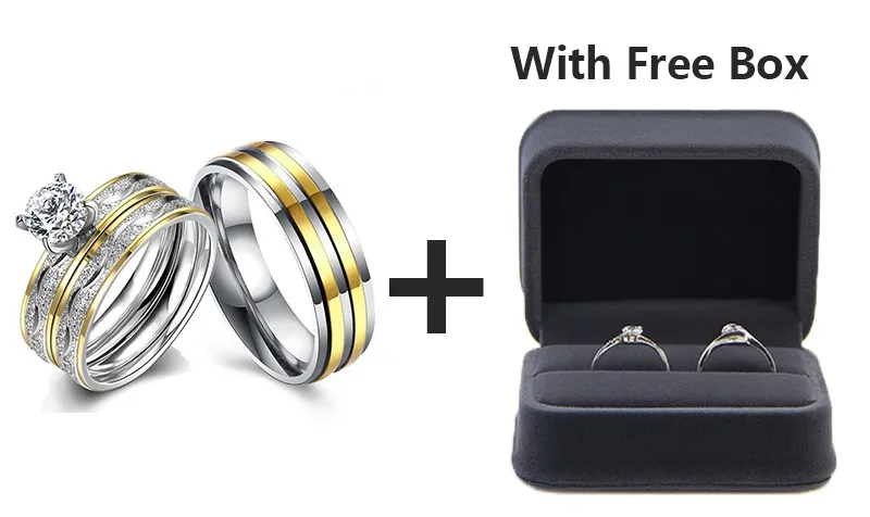 Двойные полосы парные кольца из нержавеющей стали Роскошные CZ камень кристаллическое кольцо для женщин подходит для свадьбы Godly Драгоценности Новинка